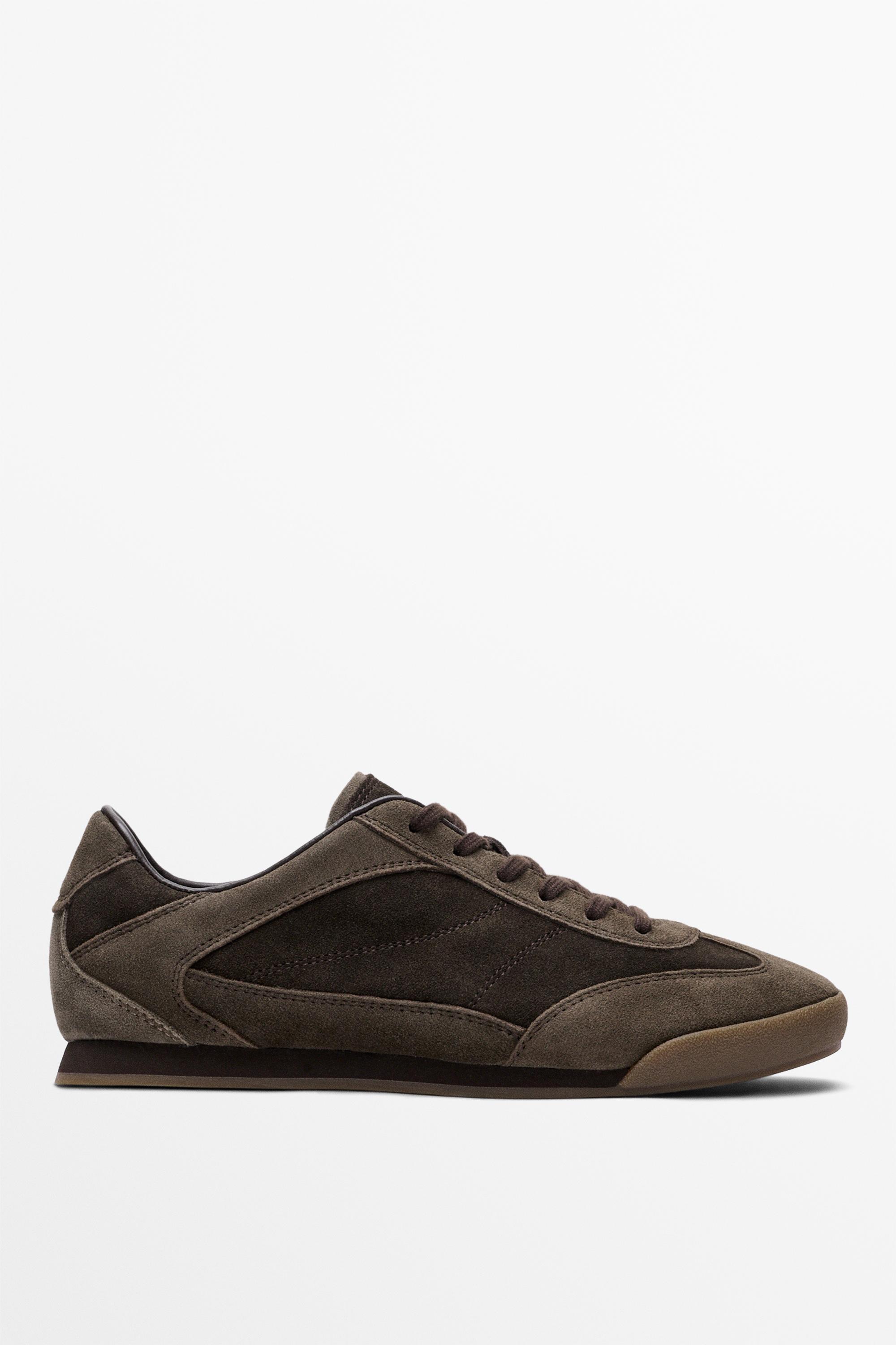 Contrast leather trainers
